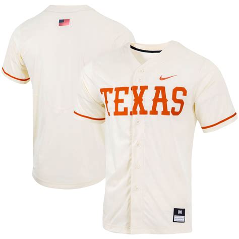 Men's Nike Natural Texas Longhorns Replica Full-Button Baseball Jersey