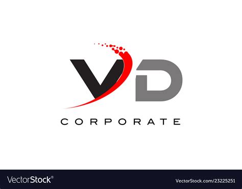 Vd modern letter logo design with swoosh Vector Image