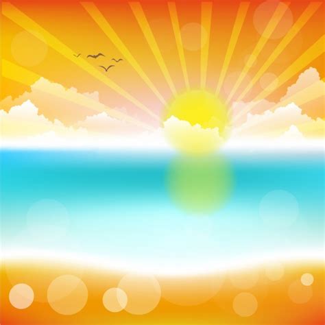 Sunshine landscape drawing bright colorful bokeh design Vectors graphic ...