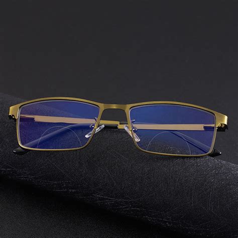 Mens Bifocal Reading Glasses Transition Photochromic Rectangular Readers Gold - Reading Glasses