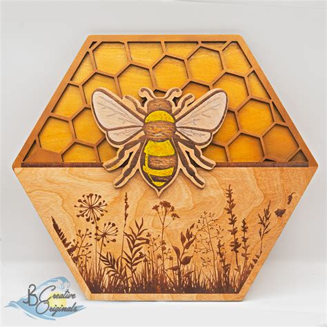 Handmade Honey Bee Decor, Bee Flower Decor, Bee Wall Art, Honeycomb ...