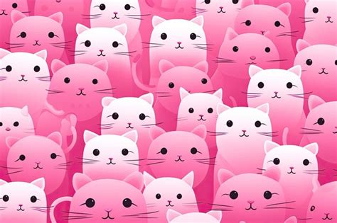 Premium AI Image | A cute pink meme cat cartoon pattern generative ai