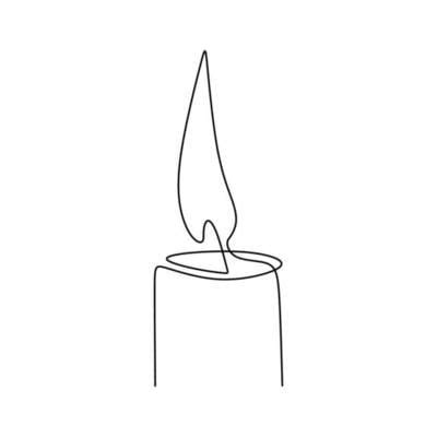 Download One continuous line drawing of candle lighted. Burning fire ...