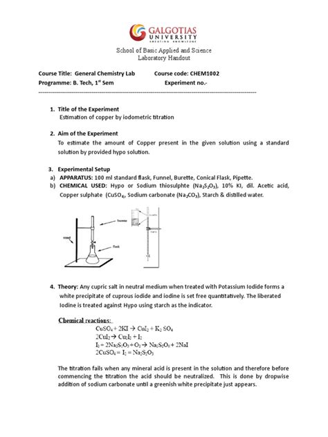 Copper by Iodometric Titration | PDF | Titration | Chemistry