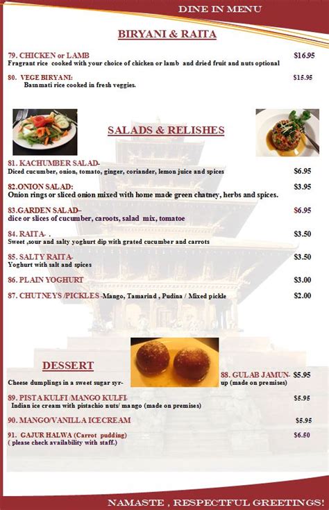 NAMASTE menu p9 - Namaste Indian Restaurant