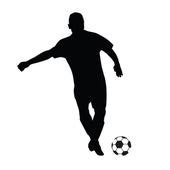 Vector football (soccer) player running silhouette with ball — Stock Vector © Chebanova #9000670