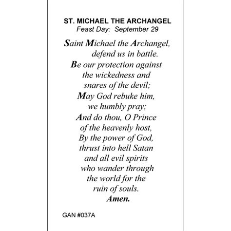 St. Michael Prayer Card – Inspired Prayer Cards