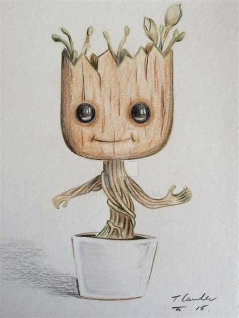 Dancing baby Groot colour pencil drawing | Color pencil drawing, Creative drawing, Cute drawings