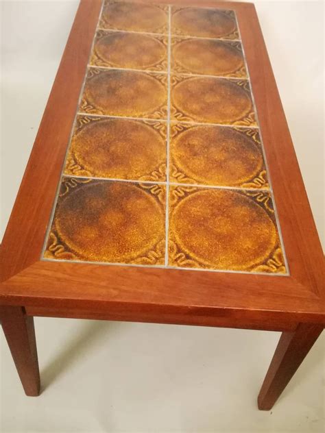 50s Moluna Mobler Danish Teak Coffee Table / Mid-Century Teak Tiled Top Coffee Table / Solid ...