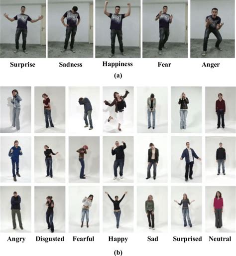 Body gestures of different emotions. (a) The MASR dataset which... | Download Scientific Diagram