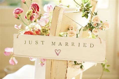 'just married' wooden sign by abigail bryans designs | notonthehighstreet.com