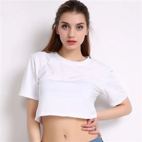 2018 Cotton Crop Top White Tee 100% Cotton-in T-Shirts from Women's Clothing on Aliexpress.com ...