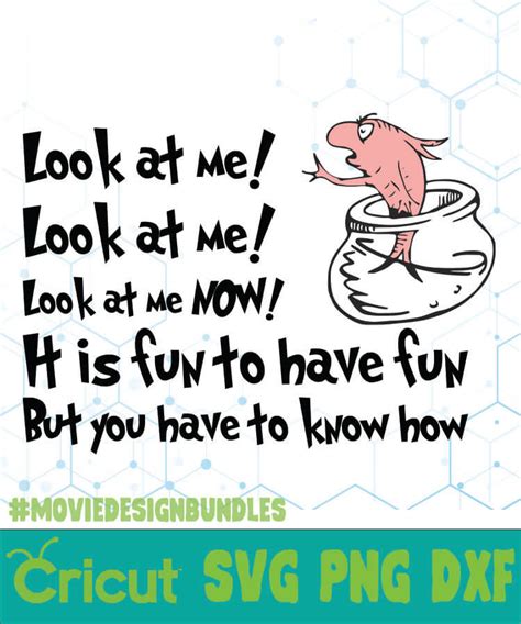 LOOK AT ME DR SEUSS CAT IN THE HAT QUOTES SVG, PNG, DXF - Movie Design Bundles