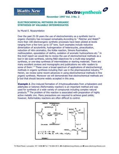 Electrochemical Methods in Organic Synthesis of Valuable ...