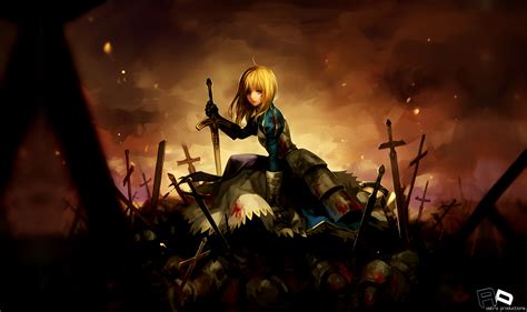 Bloody Hill - Saber Anime wallpaper (by LucidAPs) | Free Desktop Wallpaper