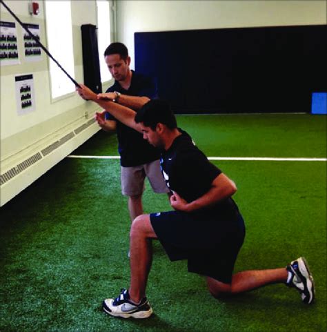 Rhythmic stabilization drills with a resistance bad to emphasize ...