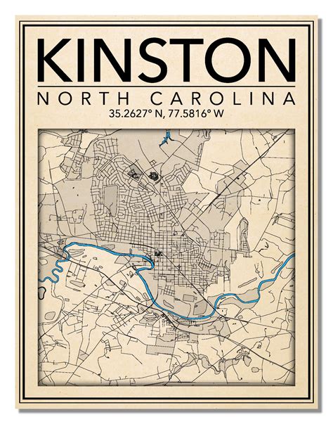 Wall Art Map Print of Kinston North Carolina | Etsy