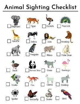 Field Trip To The Zoo Packet Animal Checklist Writing Prompts | TPT