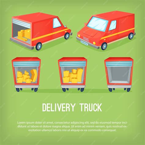 Premium Vector | Cartoon delivery van vector illustration different perspectives of ...