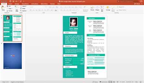 Free Single Slide Resume Template for PowerPoint - Free PowerPoint Templates - SlideHunter.com
