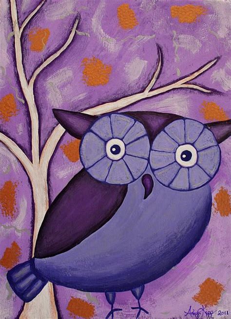 Purple Owl by Amy Parker | Owl wall art, Purple owl, Purple painting