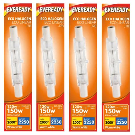 5 X EVEREADY Linear 78mm R7s Eco 2250 Lumens Halogen Bulb Dimmable ( 150 Watt) for sale online ...