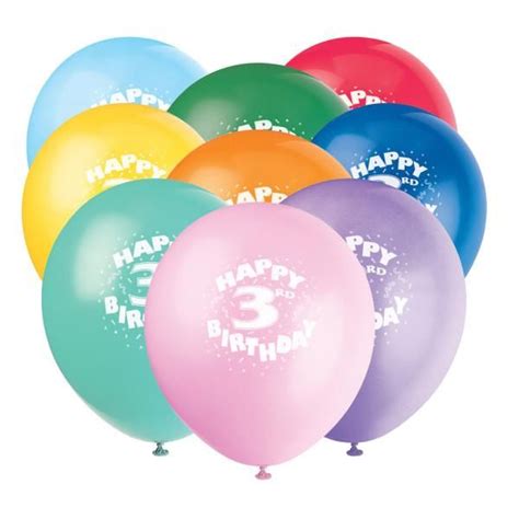 12" Helium "Happy 3rd Birthday" Balloons Multicolor, 6-ct. | Birthday ...