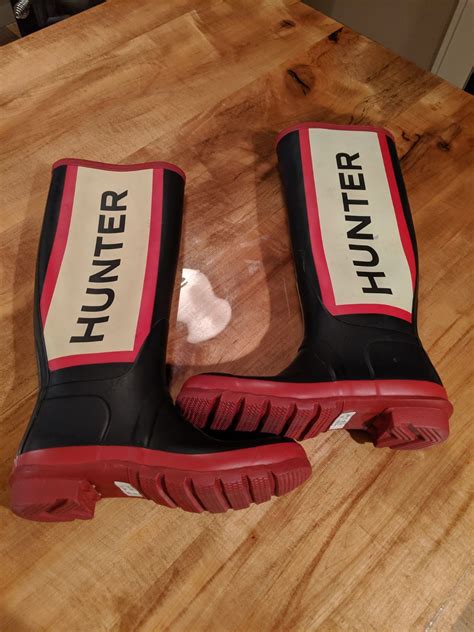 HUNTER rain boots logo side black RARE size 8 RARE Limited Edition ...