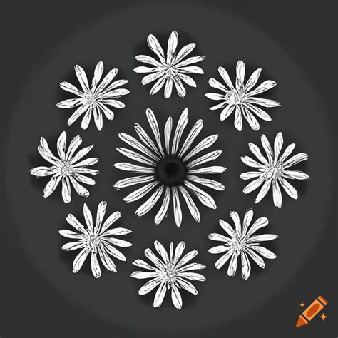Circular arrangement of boho daisies on Craiyon