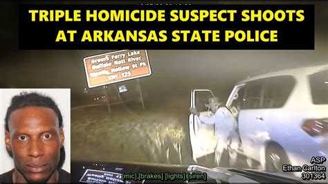 Arkansas State Police Pursuit of TRIPLE HOMICIDE suspect - SHOOTS at Troopers after PIT into ...