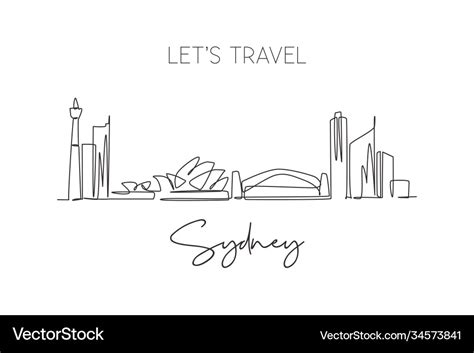 One single line drawing sydney city skyline Vector Image