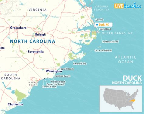 Map of Duck, North Carolina - Live Beaches