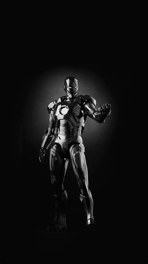 Ironman Dark Figure Hero Art Avengers Bw iPhone 6 Wallpaper Download ...