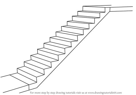 Learn How to Draw Staircase (Everyday Objects) Step by Step : Drawing Tutorials