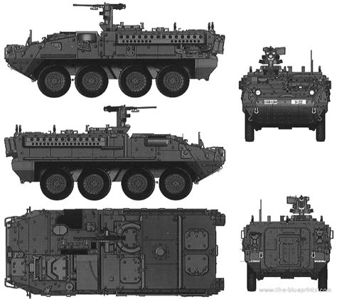 M1126 Stryker IFV blueprints free - Outlines