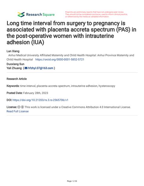 (PDF) Long time interval from surgery to pregnancy is associated with placenta accreta spectrum ...