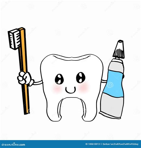 Cute Tooth Illustration Cartoon Drawing Coloring Stock Vector ...