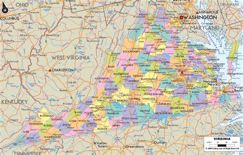 Map of Virginia State USA - Ezilon Maps