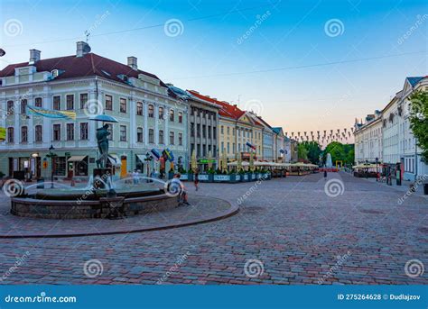 Tartu, Estonia, June 26, 2022: Restaurants at the Town Hall Squa ...