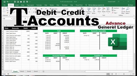 how to create a t account General Ledger Debit Credit Sheet in excel - YouTube