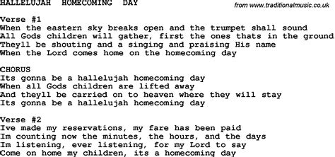 Country, Southern and Bluegrass Gospel Song Hallelujah Homecoming Day ...