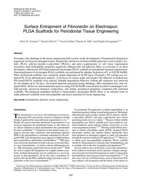 (PDF) Surface Entrapment of Fibronectin on Electrospun PLGA Scaffolds ...