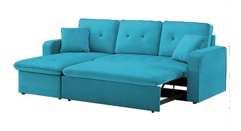 Universe 3 Seater Pull Out Sofa cum Bed In Turquoise Colour - Urban Ladder