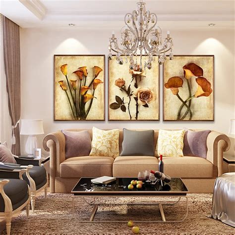 Flower Painting Print on Canvas Painting Lily Rose Design Wall Art Wall Painting for Living Room ...