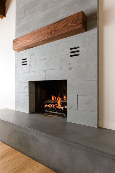 Fireplace Board Form Concrete panels and hearth. | 1000 in 2020 | Fireplace hearth, Fireplace ...