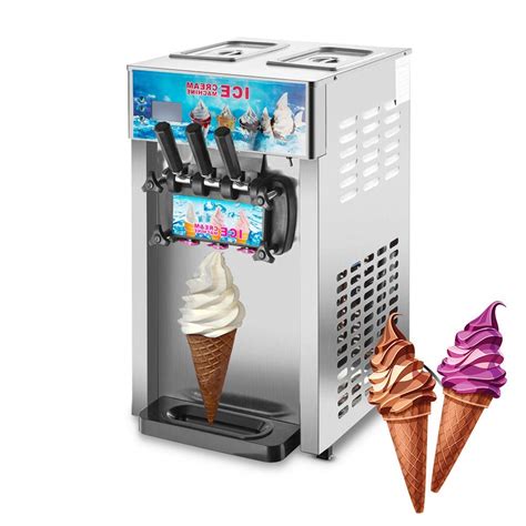 Amazon.com: Commercial 3 Flavors Soft Ice Cream Machine 12L Frozen Ice ...