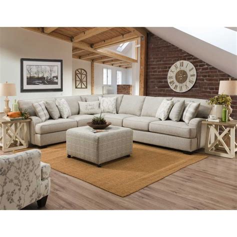 Corinthian Furniture Modern Farmhouse 3-Piece Sectional with LAF Corner ...