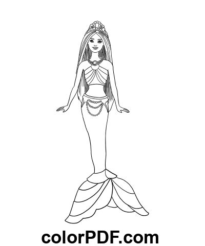 Simple Barbie Mermaid – Coloring Pages and Books in PDF