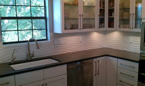 Kitchen - Backsplash -White Wave Panel Tile - Contemporary - Kitchen ...