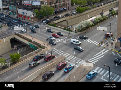 Aerial View Of City Street Intersection, Philadelphia, USA Stock Photo ...